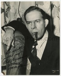 6s311 HARRY MORGAN signed 7.5x9.25 still 1950 close portrait smoking cigar when he made Dark City!