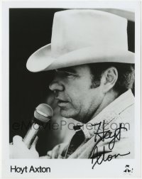 6s625 HOYT AXTON signed 8x10 publicity still 1970s c/u of the country singer with microphone!