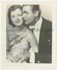 6s805 JANET GAYNOR/CHARLES FARRELL signed 8x10 REPRO still 1980s by BOTH stars, romantic portrait!