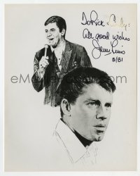 6s815 JERRY LEWIS signed 8x10.25 REPRO still 1981 two artwork images of the famous comedian!