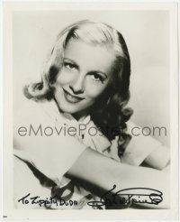 6s821 JOAN FONTAINE signed 8x10 REPRO still 1980s great smiling portrait of the leading lady!