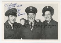 6s632 JOE BESSER signed 5x7.25 publicity still 1980s with Moe Howard & Larry Fine, Three Stooges!