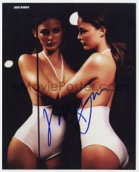 6s831 JOSIE MARAN signed color 8x10 REPRO still 2000s in sexy topless skin-tight outfit by mirror!