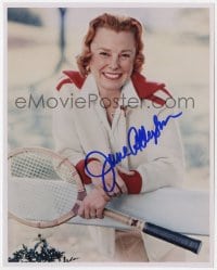 6s833 JUNE ALLYSON signed color 8x10 REPRO still 1990s Hollywood leading lady with tennis racket!