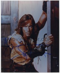 6s839 KEVIN SORBO signed color 8x9.75 REPRO still 2000s great close up in costume as TV's Hercules!