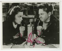 6s886 MICKEY ROONEY signed 8x10 REPRO still 1980s great close up having a milkshake with Judy Garland