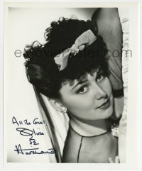 6s895 OLIVIA DE HAVILLAND signed 8x10 REPRO still 1980s great close portrait with a bow in her hair!