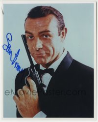 6s952 SEAN CONNERY signed color 8x10 REPRO still 1980s best portrait as James Bond in tuxedo w/ gun!