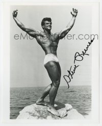 6s968 STEVE REEVES signed 8x10 REPRO still 1980s full-length showing off his incredible physique!