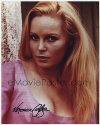 6s986 VERONICA CARLSON signed color 8x10 REPRO still 1980s sexy close portrait showing cleavage!