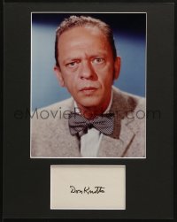6s114 DON KNOTTS signed 3x5 index card in 11x14 display 1990s with color repro & ready to frame!