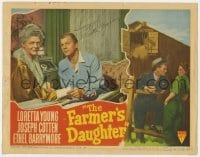 6s052 FARMER'S DAUGHTER signed LC #5 1947 by Loretta Young, c/u of Joseph Cotten & Ethel Barrymore!