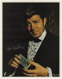 6s077 DALE ROBERTSON signed color 10.75x13.75 still 1970s c/u holding deck of cards by Kloepfer!