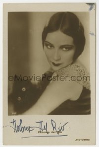 6s135 DOLORES DEL RIO signed German 4x6 postcard 1920s great portrait looking over her shoulder!