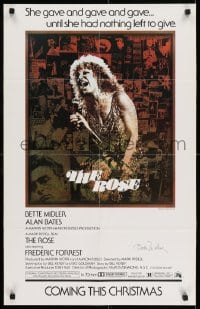 6s134 ROSE signed advance 21x32 special poster 1979 by Bette Midler, Janis Joplin biography!