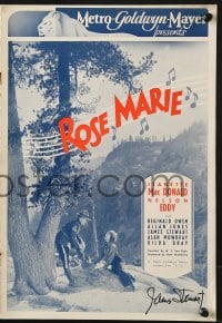 6s096 ROSE MARIE signed English pressbook 1936 by James Stewart, in his second credited role!