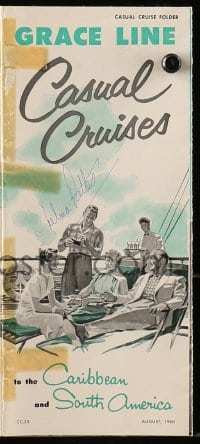 6s122 THELMA RITTER signed 4x9 brochure 1960 Grace Line Casual Cruises in Caribbean & S. America!