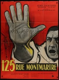 6t743 125 RUE MONTMARTRE French 1p 1959 cool close up art of detective Lino Ventura by Yves Thos!