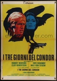 6t185 3 DAYS OF THE CONDOR Italian 1p 1976 different art of Robert Redford & Faye Dunaway!