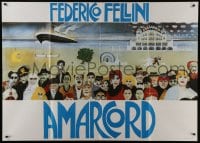 6t190 AMARCORD horizontal Italian 1p R1980s Federico Fellini classic comedy, art by Giuliano Geleng!