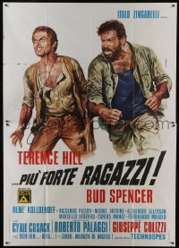 6t324 ALL THE WAY BOYS Italian 2p 1973 Casaro art of Terence Hill & Bud Spencer ready to fight!