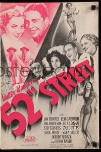 6t058 52ND STREET English pressbook 1937 Ian Hunter, Leo Carrillo, Pat Paterson, ultra rare!