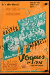 6t063 VOGUES OF 1938 English pressbook 1937 Warner Baxter & sexy Joan Bennett, ultra rare!