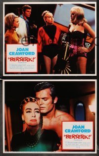 6w059 BERSERK 8 LCs 1967 crazy Joan Crawford, sexy Diana Dors, pits steel weapons vs steel nerves!