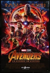 6y340 AVENGERS: INFINITY WAR int'l French language advance DS 1sh 2018 Robert Downey Jr., montage!