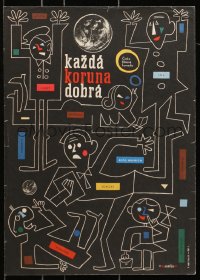 6y141 EVERY PENNY COUNTS Czech 12x17 1961 Zbynek Brynych's Kazda koruna dobra, Jan Kubicek art!