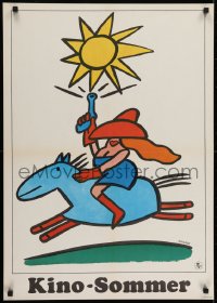 6y288 KINO-SOMMER East German 23x32 1980 cowgirl riding a horse below a sunny sky by Bofinger!