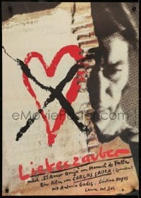 6y300 LOVE THE MAGICIAN East German 23x32 1988 Carlos Saura, heart crossed out and sad person!