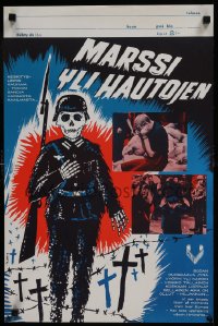 6y261 SHORT MEMORY Finnish 1965 Maatta art of skeleton soldier in graveyard, different images!