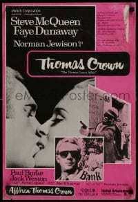 6y266 THOMAS CROWN AFFAIR Finnish 1968 best kiss close up of Steve McQueen & sexy Faye Dunaway!