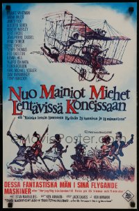 6y267 THOSE MAGNIFICENT MEN IN THEIR FLYING MACHINES Finnish 1965 art of early airplanes!