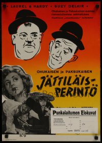 6y268 UTOPIA Finnish 1952 Atoll K, great different artwork of wacky Stan Laurel & Oliver Hardy!