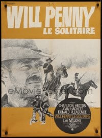 6y406 WILL PENNY French 23x31 1968 close up of cowboy Charlton Heston, Donald Pleasance!