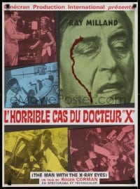 6y408 X: THE MAN WITH THE X-RAY EYES French 22x30 1971 Ray Milland strips souls & bodies, cool art!