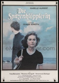 6y108 LACEMAKER German 1977 Claude Goretta, close up of Isabelle Huppert on the beach!
