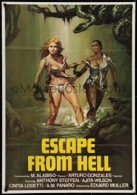 6y783 ESCAPE FROM HELL export Italian 1sh 1980 Femmine infernali, wild art of sexy women escaping!
