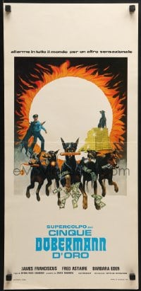 6y830 AMAZING DOBERMANS Italian locandina 1977 different artwork of dogs carrying weapons & cash!