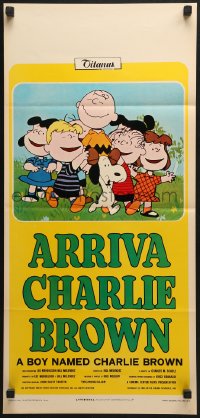 6y848 BOY NAMED CHARLIE BROWN Italian locandina 1970 baseball art of Snoopy & the Peanuts by Charles M. Schulz!