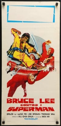 6y850 BRUCE LEE AGAINST SUPERMEN Italian locandina 1976 Aller art of Yi Tao Chang in title role!