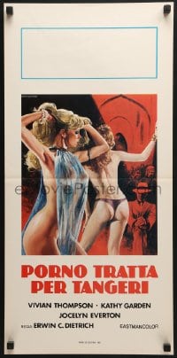 6y861 CONFESSIONS OF THE SEX SLAVES Italian locandina 1980 art of two sexy near-naked by Ferrari!