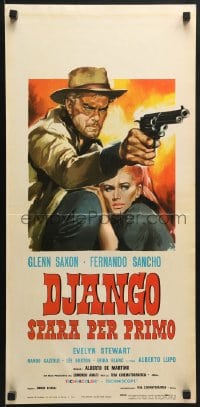 6y873 DJANGO SHOOTS FIRST Italian locandina 1966 Django Spara Per Primo, cool Symeoni western art!