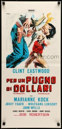 6y885 FISTFUL OF DOLLARS Italian locandina R1970s different artwork of generic cowboy by Symeoni!