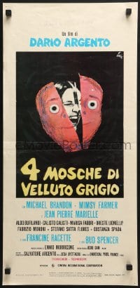 6y889 FOUR FLIES ON GREY VELVET Italian locandina 1971 Dario Argento's 4 Mosche di Velluto Grigio