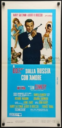 6y892 FROM RUSSIA WITH LOVE Italian locandina R1980s art of Sean Connery as James Bond 007 with gun!