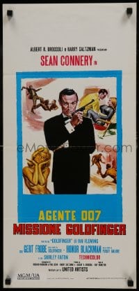 6y897 GOLDFINGER Italian locandina R1970s different art of Sean Connery as James Bond 007!
