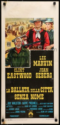 6y941 PAINT YOUR WAGON Italian locandina 1970 Colizzi art of Clint Eastwood, Marvin & Jean Seberg!